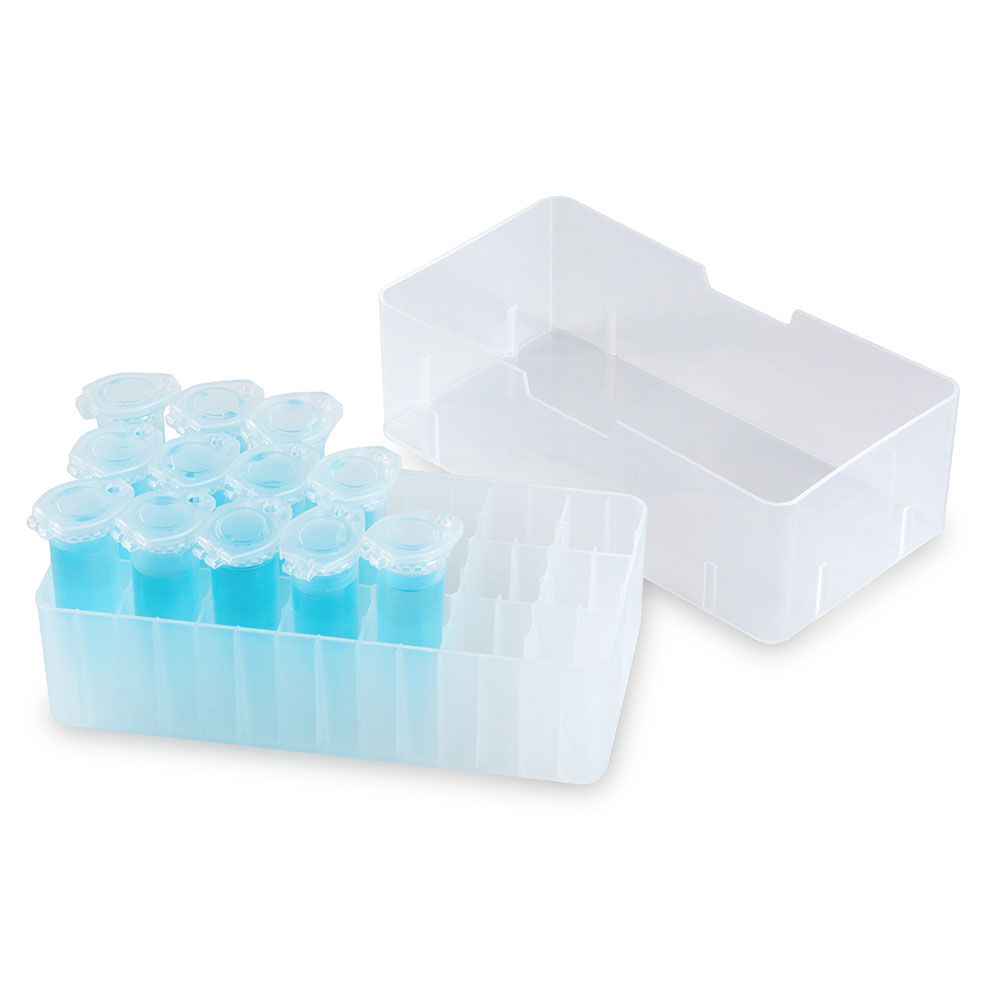 Globe Scientific BioBOX 3042G Polycarbonate Storage Box with Transparent Lid for 3ml, 4ml and 5ml Tubes, Holds 81 Vials, Green (Pack of 4)