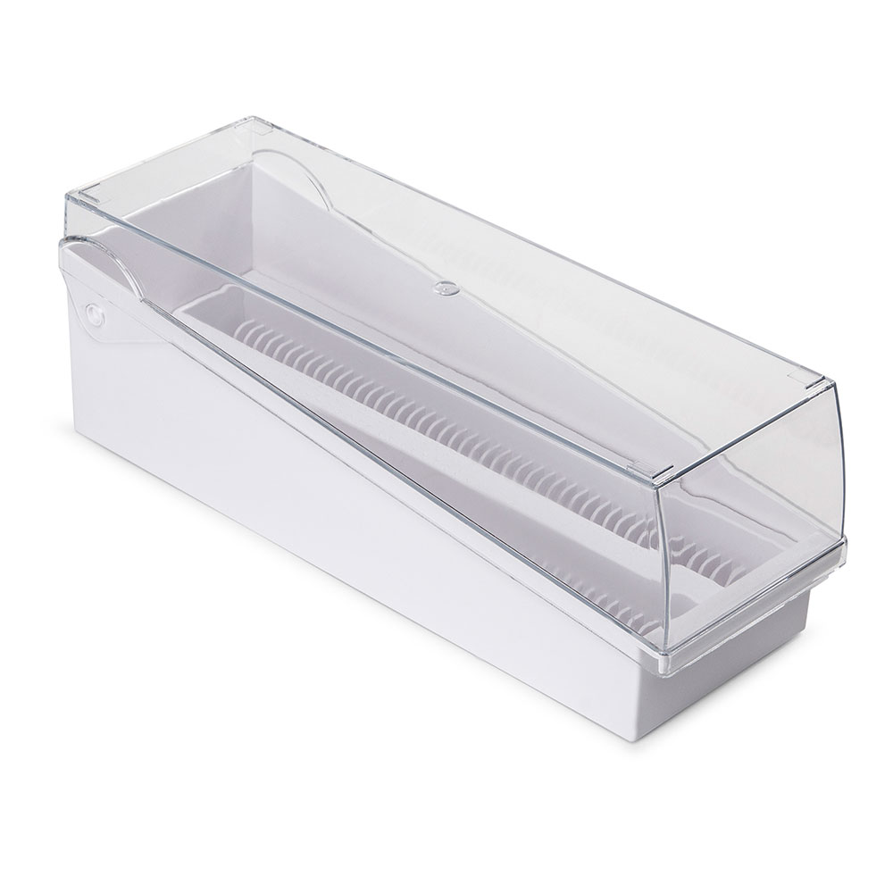 Globe Scientific Slide Storage Box with Hinged Lid and Removable Draining Tray, 100-Place for Up to 200 Slides, Abs, White