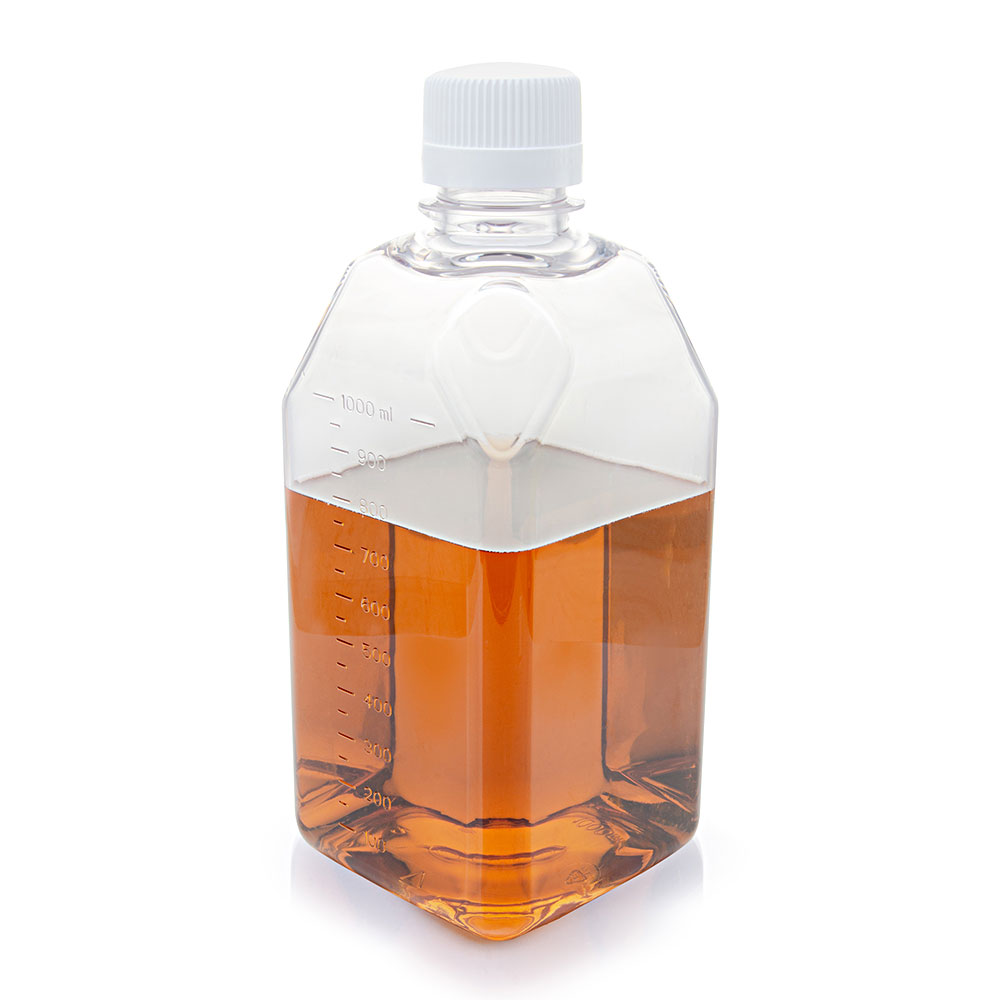 Nalgene™ Square Amber PETG Media Bottles with Closure: Nonsterile