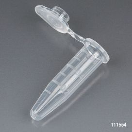 Microcentrifuge Tube, 0.5mL, PP, Attached Snap Cap, Graduated, NATURAL, Certified: Rnase, Dnase and Pryogen Free, 500/Stand Up Zip Lock Bag