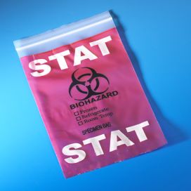 STAT Specimen Transport Bag, RED, 6 x 9" with Document Pouch
