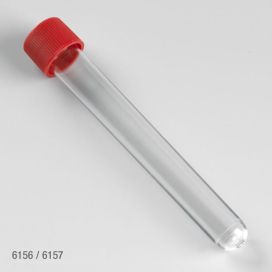 Test Tube with Attached Red Screw Cap, 16 x 120mm (15mL), PS, STERILE, Individually Wrapped, 500/Case