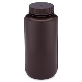 Diamond Essentials Bottle, Wide Mouth, Round, Amber HDPE with Amber PP Closure, 1000mL, Bulk Packed with Bottles and Caps Bagged Separately, 50/Case