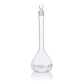 200mL Volumetric Flask, Globe Glass, Class A, 6/Box, 12/Case