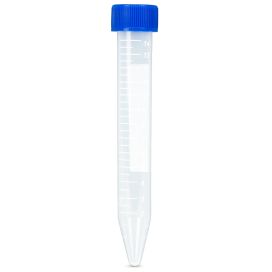 Centrifuge Tube, 15mL, Attached Blue Screw Cap, PP, Printed Graduations, Gamma STERILE, Rnase, Dnase, Pyrogen Free,  25/Bag, 20 Bags/Unit