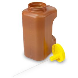 24 Hour Urine Collection Container, 3000mL (3 Liter), Affixed TransferTop Screwcap, Amber