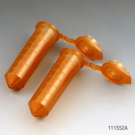 2mL, Microcentrifuge Tube, PP, Attached Flat Top Cap, Graduated, Amber, 500/Bag, 10 Bags/Unit