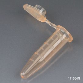 Microcentrifuge Tube, 0.5mL, PP, Attached Snap Cap, Graduated, ORANGE, Certified: Rnase, Dnase and Pryogen Free, 500/Stand Up Zip Lock Bag