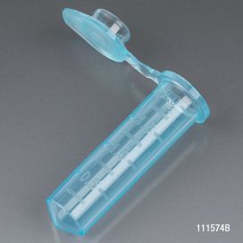 Microcentrifuge Tube, 2.0mL, PP, Attached Snap Cap, Graduated, BLUE, Certified: Rnase, Dnase and Pryogen Free, 500/Stand Up Zip Lock Bag