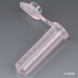 Microcentrifuge Tube, 2.0mL, PP, Attached Snap Cap, Graduated, RED, Certified: Rnase, Dnase and Pryogen Free, 500/Stand Up Zip Lock Bag