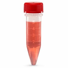 Diamond Midi Centrifuge Tube, 5.0mL, PP, Separate Red Screw Cap, Graduated, 100 of Each/Bag, 5 Bags of Each/Carton