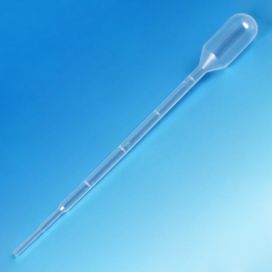 Transfer Pipet, 3.0mL, Small Bulb, Graduated to 1mL, 140mm, STERILE, Individually Wrapped, 100/Bag, 4 Bags/Case