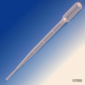Transfer Pipet, 5.0mL, Blood Bank, Graduated to 2mL, 155mm, Bulb Draw - 2.0mL