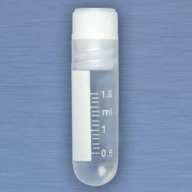 CryoClear Vials, 2.0mL, STERILE, Internal Threads, Attached Screwcap with Co-Molded Thermoplastic Elastomer (TPE) Sealing Layer, Round Bottom, Printed Graduations, Writing Space and Barcode