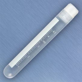 CryoClear Vials, 5.0mL, STERILE, Internal Threads, Attached Screwcap with Co-Molded Thermoplastic Elastomer (TPE) Sealing Layer, Round Bottom, Printed Graduations, Writing Space and Barcode