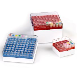 BioBox 81, for 3.0mL, 4.0mL and 5.0mL CryoClear Vials, Polycarbonate (PC), Holds 81 vials (9x9 format), Printed Lid, Pack Includes a CryoClear Vial Picker, GREEN