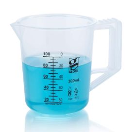 100mL Beaker with Handle, Diamond Essentials, Low Form, Printed Graduations, PP