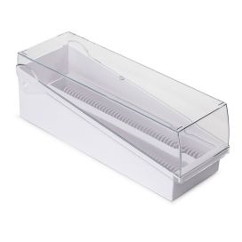 Slide Storage Box with Hinged Lid and Removable Draining Tray, 100-Place for up to 200 Slides, ABS, White