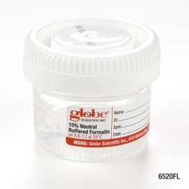 Pre-Filled Click Close Container: 40mL (1.34oz), PP, Filled with 20mL of 10% Neutral Buffered Formalin, Attached Hazard Label, 24/CariPak Box, 4 CariPaks/Case
