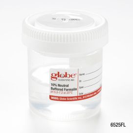 Pre-Filled Container: Tite-Rite, 90mL (3oz), Wide Mouth, PP, Filled with 45mL of 10% Neutral Buffered Formalin, Attached Hazard Label, 24/CariPak, 4 CariPaks/Case