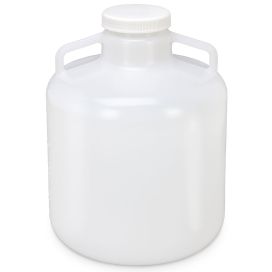 Carboy, Round with Handles, Wide Mouth, PP, White PP Screwcap, 15 Liter, Molded Graduations, Autoclavable