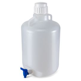 Carboys, Round with Spigot and Handles, LDPE, White PP Screwcap, 20 Liter, Molded Graduations