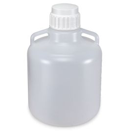 Carboys, Round with Handles, LDPE, White PP Screwcap, 10 Liter, Molded Graduations