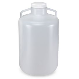 Carboys, Round with Handles, Wide Mouth, PP, White PP Screwcap, 20 Liter, Molded Graduations, Autoclavable