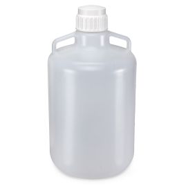 Carboy, Round with Handles, HDPE, White PP Screwcap, 20 Liter, Molded Graduations