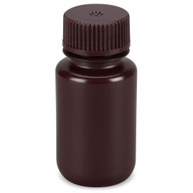 Diamond Essentials Bottle, Wide Mouth, Round, Amber HDPE with Amber PP Closure, 60mL, Bulk Packed with Bottles and Caps Bagged Separately, 1000/Case