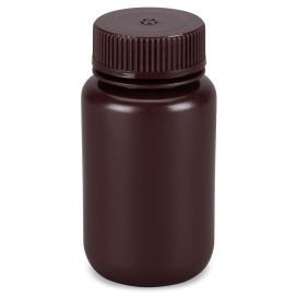 Diamond Essentials Bottle, Wide Mouth, Round, Amber HDPE with Amber PP Closure, 125mL, Bulk Packed with Bottles and Caps Bagged Separately, 500/Case