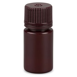 Diamond Essentials Bottle, Narrow Mouth, Boston Round, Amber HDPE with Amber PP Closure, 15mL, Bulk Packed with Bottles and Caps Bagged Separately, 2000/Case