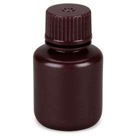 Diamond Essentials Bottle, Narrow Mouth, Boston Round, Amber HDPE with Amber PP Closure, 30mL, Bulk Packed with Bottles and Caps Bagged Separately, 1000/Case
