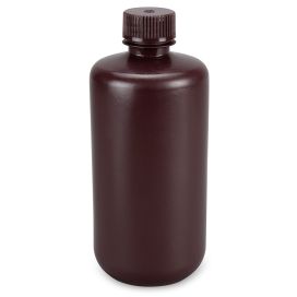 Diamond Essentials Bottle, Narrow Mouth, Boston Round, Amber HDPE with Amber PP Closure, 500mL, Bulk Packed with Bottles and Caps Bagged Separately, 125/Case