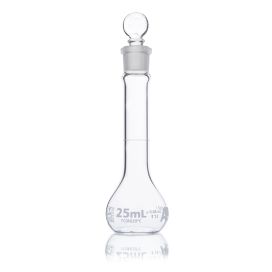 25mL Volumetric Flask, Globe Glass, Class A, Wide Mouth, 6/Box, 12/Case