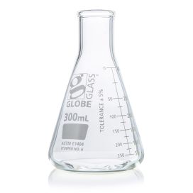 300mL Erlenmeyer Flask, Globe Glass, Narrow Mouth, 12/Box, 48/Case