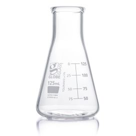 125mL Erlenmeyer Flask, Globe Glass, Wide Mouth, 12/Box, 48/Case