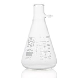 1000mL Flask, Filter, Globe Glass, Dual Graduations, 6/Pack