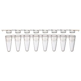 0.1mL 8-Strip Tubes, Low Profile, with Separate 8-Strip Clear Flat Caps, White